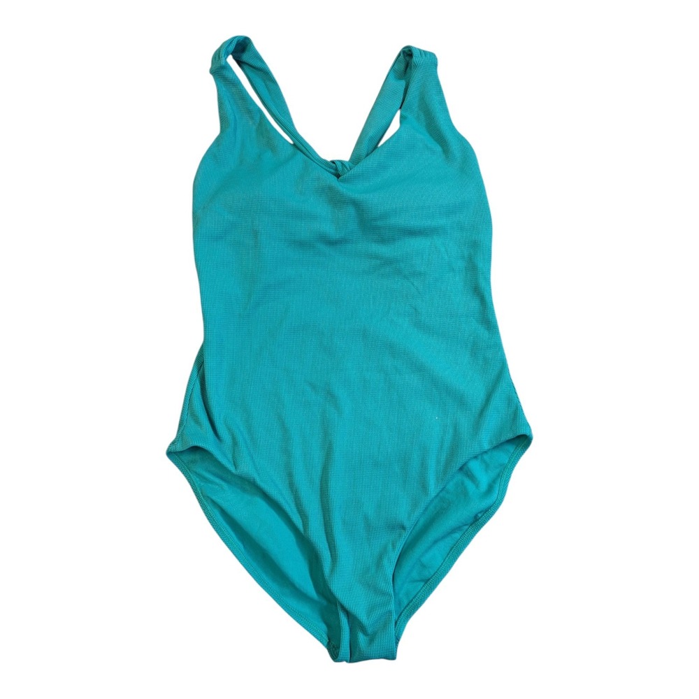 S-10 Women's Pique Plunge‎ Neck One Piece Swimsuit - Shade & Shore Teal Size L